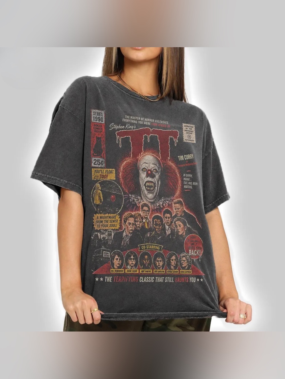 Retro Tim Curry Comfort Color Pepper IT, Horror Movie Tee, Halloween T-Shirt